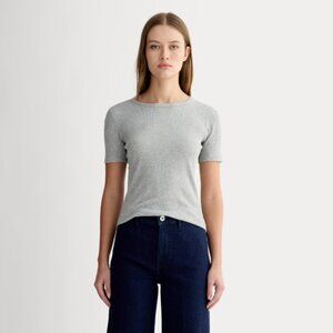Everlane Luxe Rib Crew, size small, in heathered gray